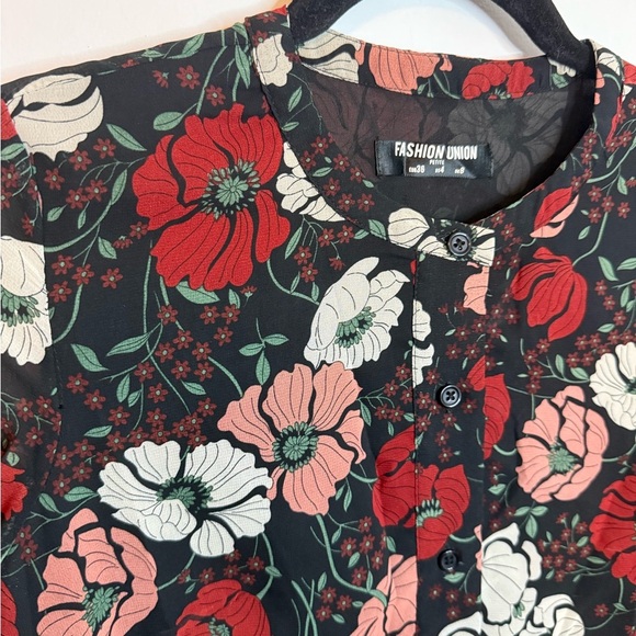 Fashion Union Floral Button Front Ruffle Mini Dress - Picture 5 of 5